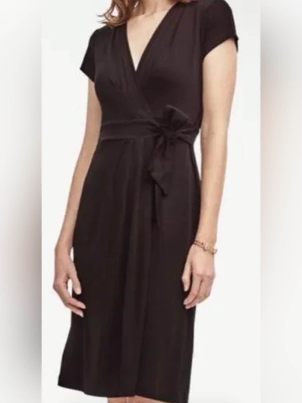Ann Taylor Black Midi Wrap Dress